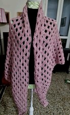 AMPIO SCIALLE ALL'UNCINETTO ROSA ANTICO CON LUREX