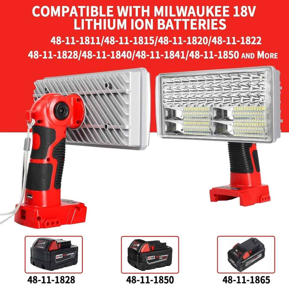 Wireless LED Worklight for Milwaukee 18V Battery Cordless Outdoor Flashlight NEW - Image 4 of 4