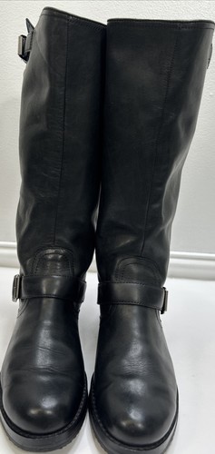 HARLEY DAVIDSON Womens 9 Leather Boots Knee High Motorcycle Riding Black Buckle - Picture 3 of 12