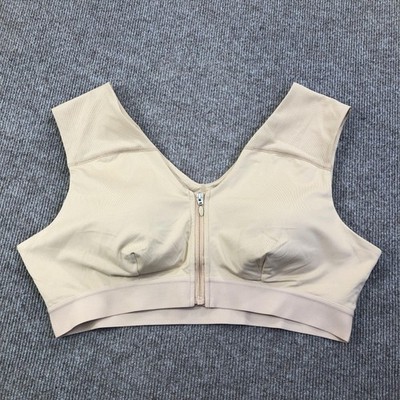 Tommie Copper Shoulder Support Sports Bra Womens 3XL Beige Zip Front Znergy