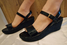 Prada  Wedges Plateau Sandalen Gr. 38,5  Lack Leder  Made in Italien TOP