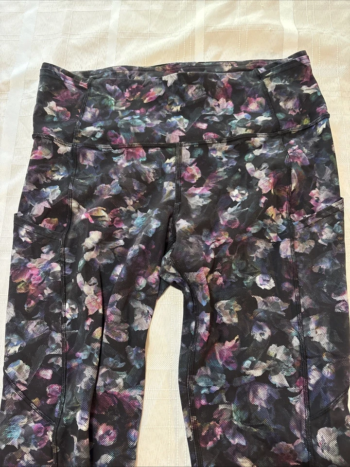Lululemon Fast Free Activate Floral Multicolor Cintura Alta Yoga Correr Talla 8 Foto 2 de 4