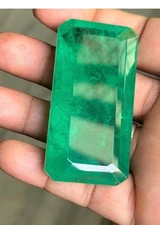 Natural 100 Ct Colombian Green Emerald Certified Emerald Cut Loose Gemstone