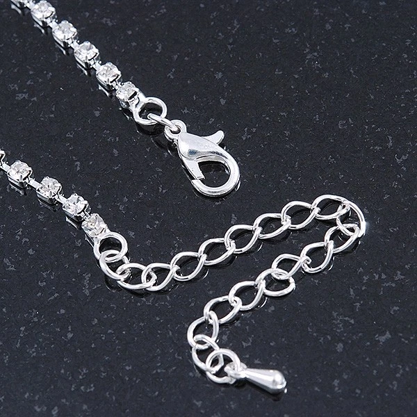 Colar de cristal austríaco transparente azul safira delicada para noiva/casamento/formatura - Imagem 4 de 4