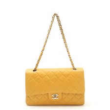 Chanel Matelasse 25 Leather Chain Shoulder Bag Women Yellow One Size