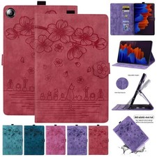 Leather Flower Cat Card Slot Tablet Case For Samsung Galaxy Tab A11 Plus A11 A9