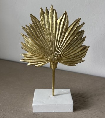 Gold Aluminum Leaf Sculpture On White Marble Base-Gorgeous To Brighten A Space