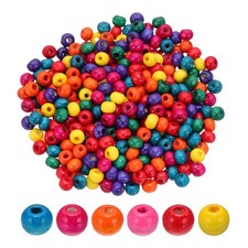 6mm Wooden Beads for Craft Making, 400 Pcs Loose Spacer Beads, Multicolor