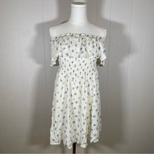 American eagle Off The Shoulder White floral smocked mini Dress size medium