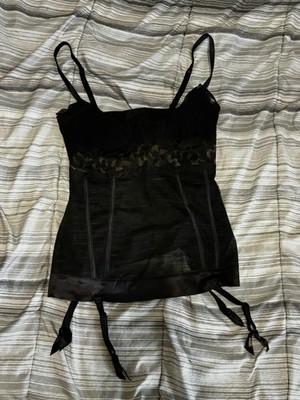 US-36 La Perla 3 Black Corset Bustier Lingerie Top Sexy Lace Garter