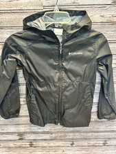Columbia Youth M 10-12 Watertight Rain Jacket Black Hooded Waterproof Light