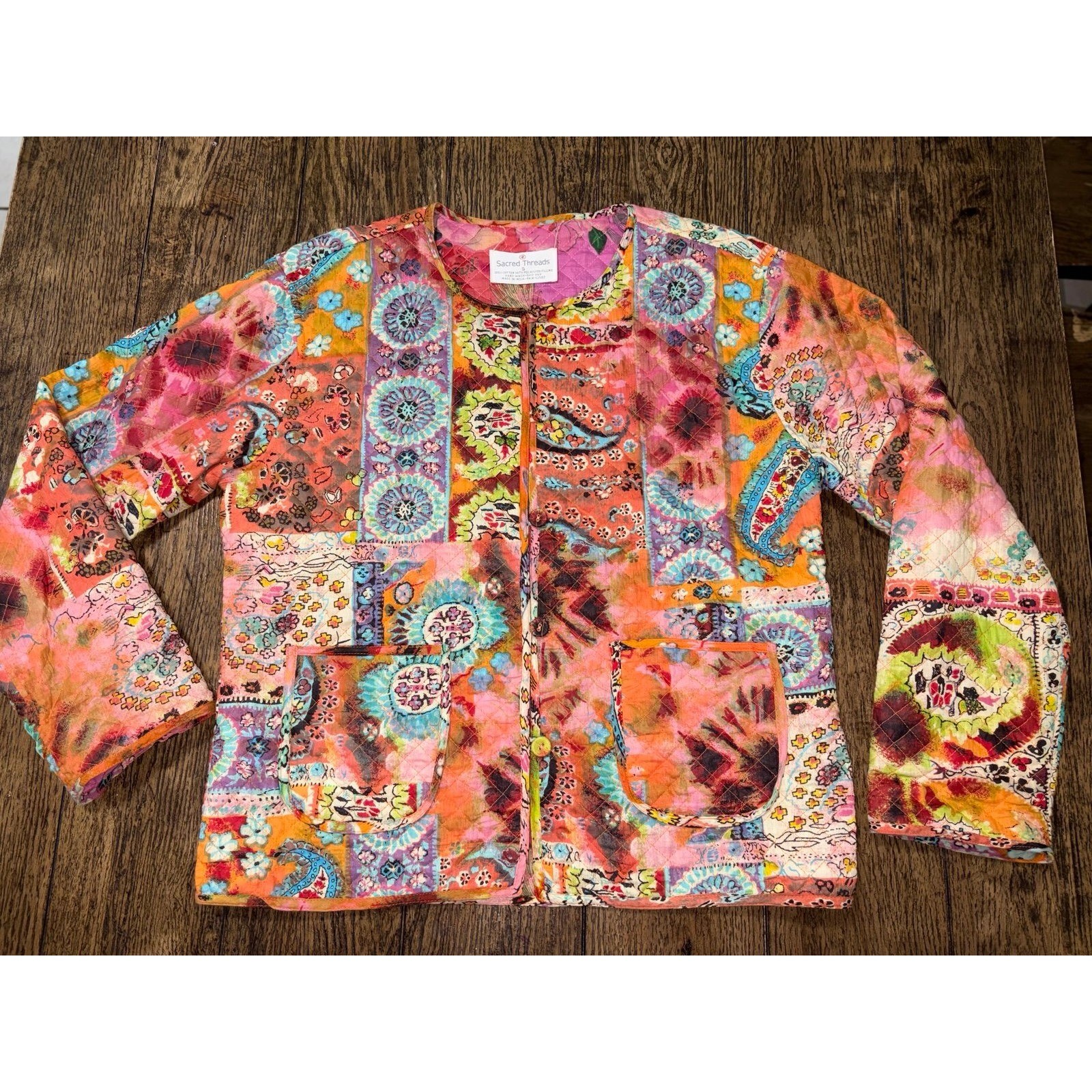 Sacred Threads Patchwork Quilted Jacket Women's S… - image 1