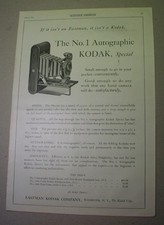1915 ad: Eastman KODAK Cameras - Autographic model - Cooke Zeiss-Tessar lenses