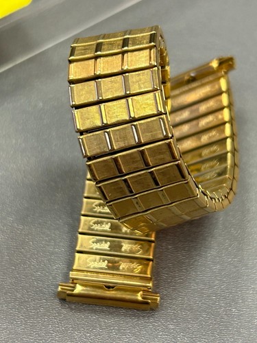 16 17 18 19 mm LONG SPEIDEL TWIST-O-FLEX GOLD STAINLESS STEEL STRETCH WATCH BAND - Picture 5 of 6