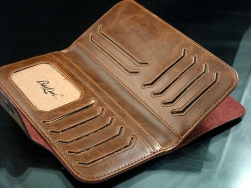 Men's Long Leather Wallet ID Credit Card Holder Bifold Purse Handbag Clutch Gift - Imagen 2 de 3