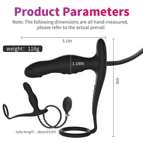 Big Inflatable Penis Cock Ring Anal Butt Plug Prostate Massager BDSM Sex Toys - Picture 4 of 22