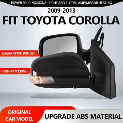 Fit 09-13 Toyota Corolla Original Side Mirrors Folding Pair Black Heated 9 Pins