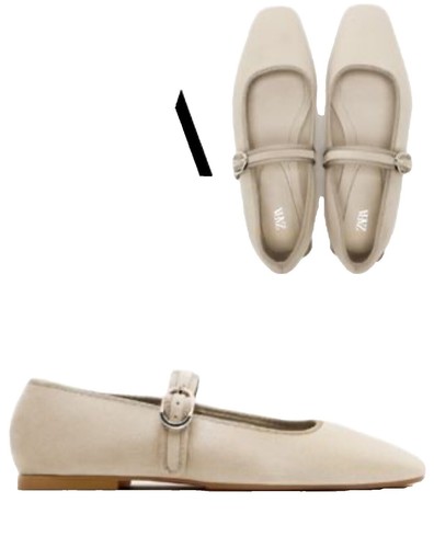 ZARA MESH BALLET FLATS WITH RHINESTONES 🏷️5890/- MRP incl  Zara Beige Studded Flats display picture 1