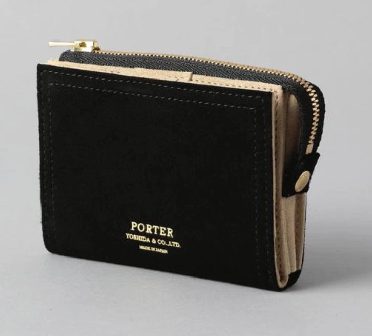 PORTER DOUBLE FOLDING WALLET Black Leather material Mens new