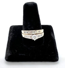 Diamond Engagement Ring Set 14kt White Gold Size 9.75