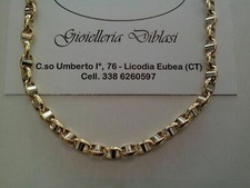 COLLANA Collier CATENA Girocollo ORO 18 KT 750% GIALLO BIANCO Maglia Uomo Donna