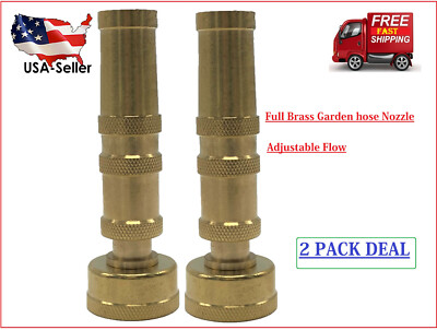 Solid Brass Garden Spray Nozzle 4'' Adjustable Twist Water Hose USA Stock 2 PACK