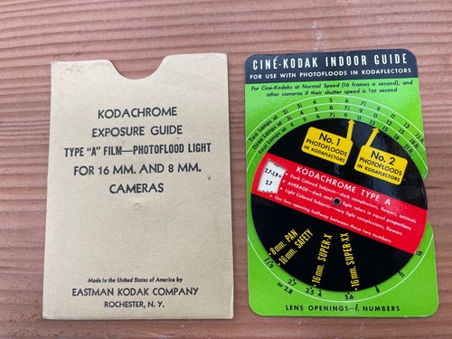 Vintage Kodachrome Indoor Exposure Guide: Type A Motion Picture Film-ECU