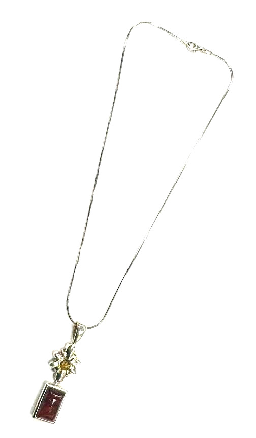 Sterling Silver Rectangular & Round Amber Fashion… - image 3