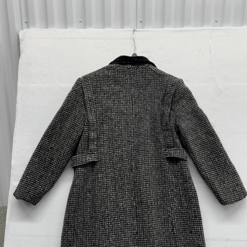 Cappotto tweed vintage proiezioni donna medio? Collare lana nero bianco velluto anni 40 - Foto 8 di 18