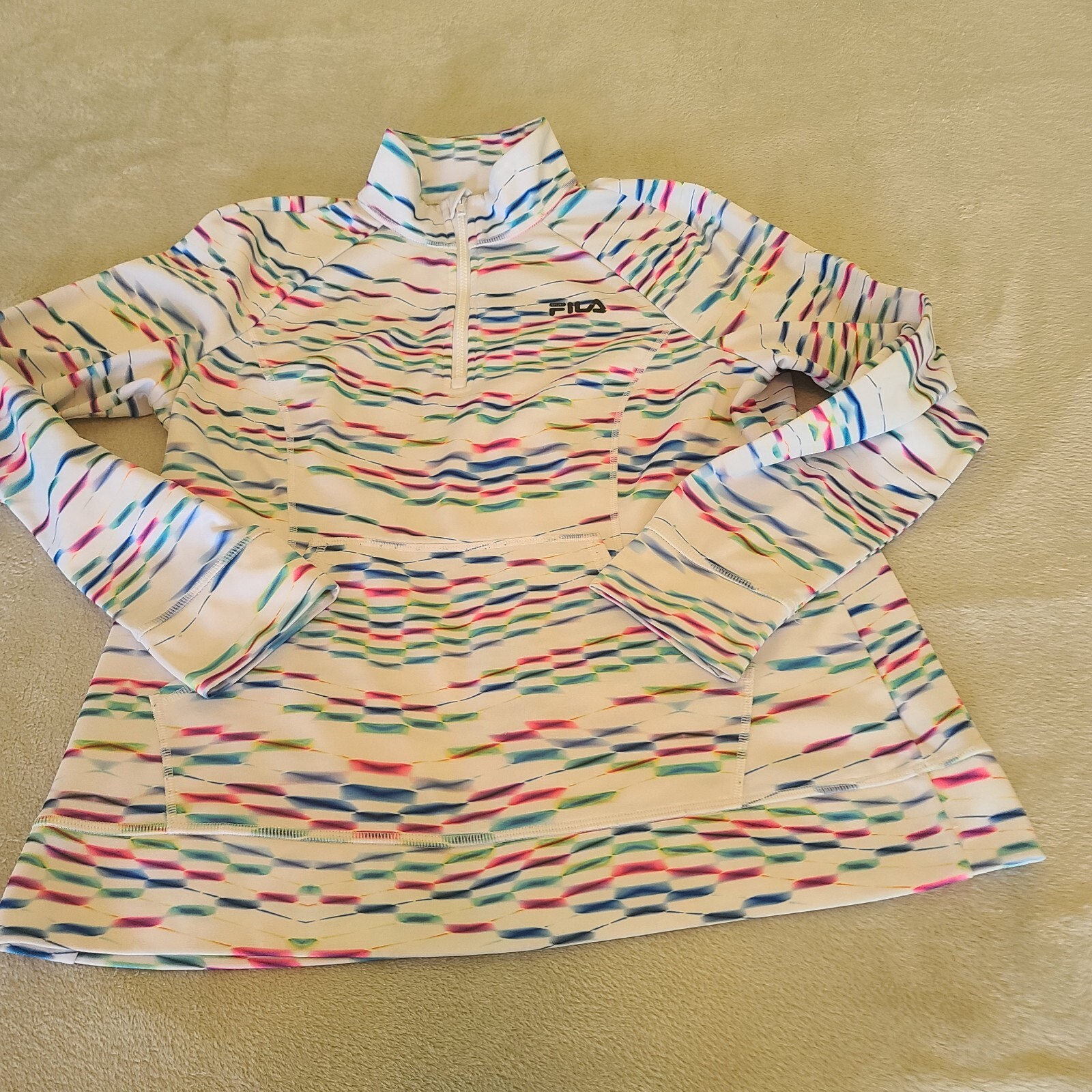 Giacca Fila Sport donna adulto grande bianca multicolore leggera quarto zip