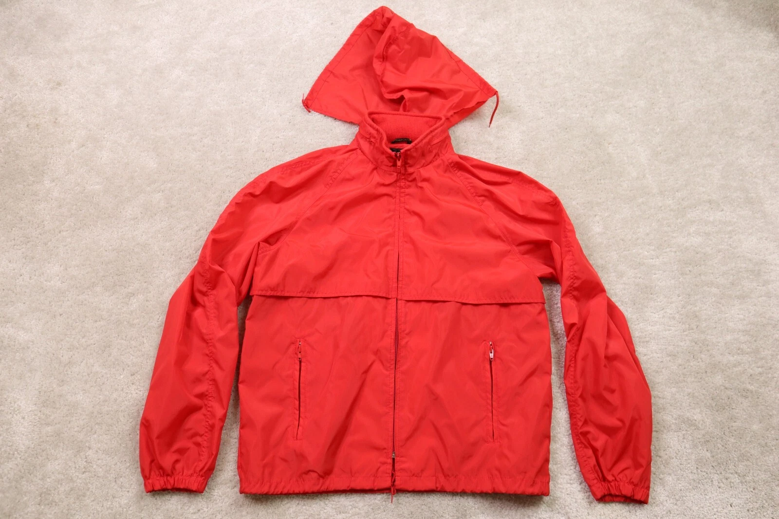 Eddie Bauer Jacket Mens Medium Vintage Windbreaker Hooded Lightweight Nylon