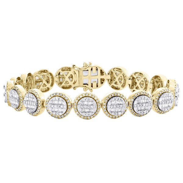 10K Gelbgold Rund & Baguette Diamant 12Mm Cluster Statement Armband 6.25 Karat-image