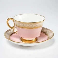 Adderley Pink Gold Made In England Teacup Saucer Set