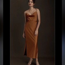 BHLDN Cali Satin Cowl-Neck Midi Slip Dress 4