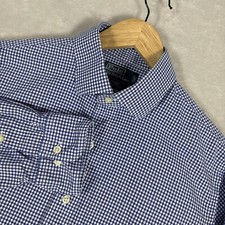 Polo Ralph Lauren Blue Gingham Regent Custom Fit Size 16 1/2 Long Sleeve Button
