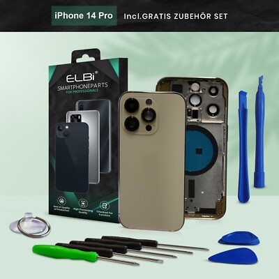 Back Cover for iPhone 14 Pro Gold Housing Back Glass Frame Housing ELBI