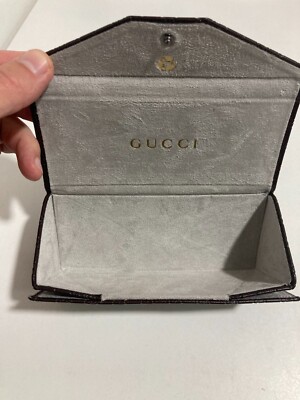 Brown Gucci Folding Triangle Hard Side Eyeglasses Sunglasses 