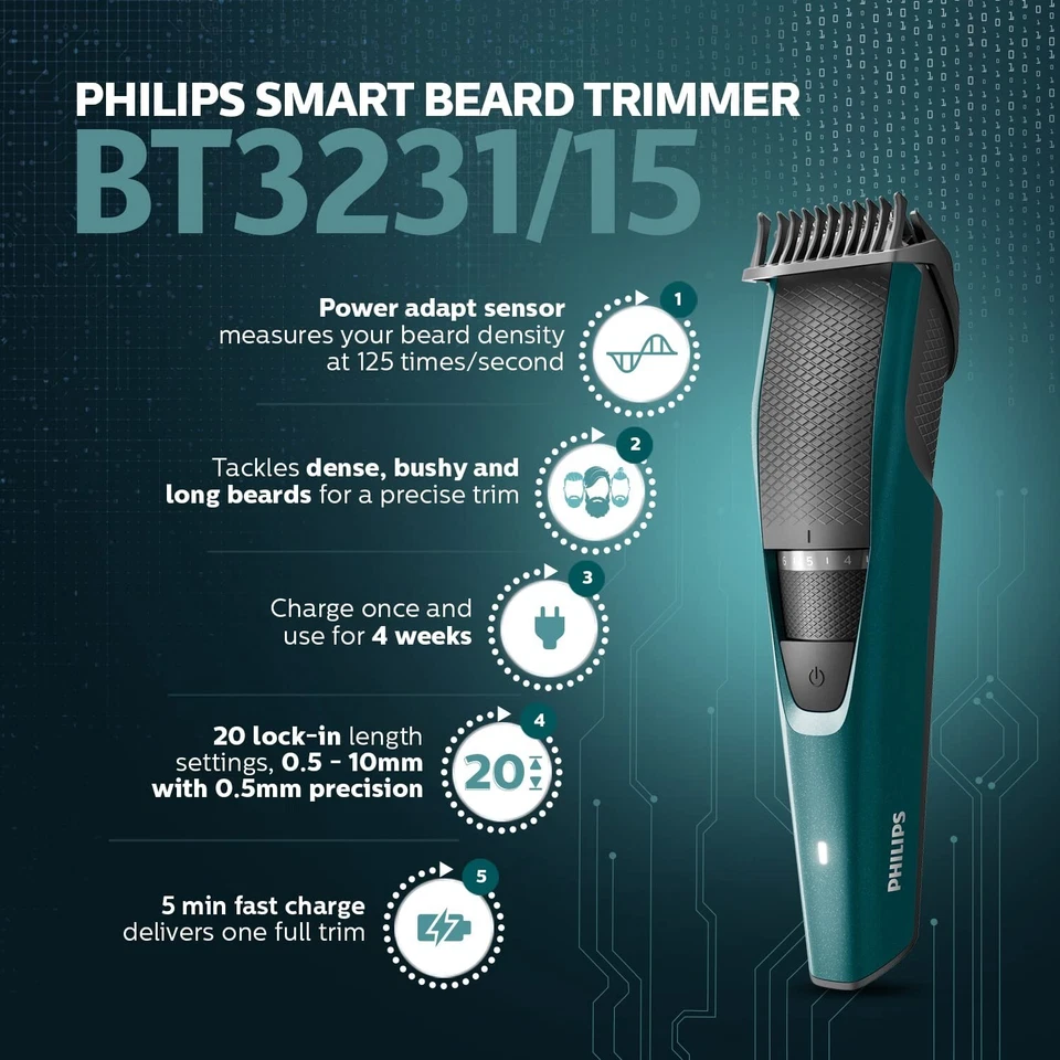 Recortadora de barba inteligente PHILIPS BT3231/15 Foto 2 de 4