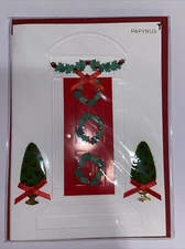 Papyrus Christmas Card - House with Red Door & Gemmed Wreaths