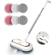 AlfaBot Cordless Electric Mop, Dual-Motor Floor Cleaner with LED Headlight & Wat