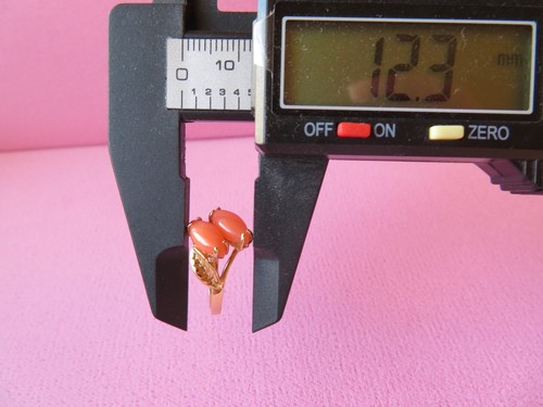 Y sólido 14 k. Anillo de hoja de coral de piel de ángel dorado talla 6/2,23 gramos - Imagen 7 de 9
