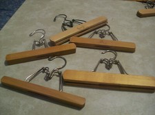 Vintage wooden Hangers Pant Clamp Setwell, Harmony House, unmarked- set of 5