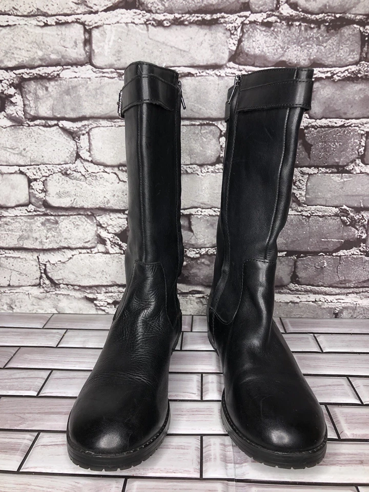 Lauren Ralph Lauren Sorrisa Black Leather Pull On Side Zip Riding Boots Women 6B - Image 4 of 4