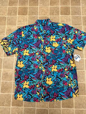 NEFF Floral Colorful Button Up Shirt Men XL $40 MSRP New With Tags Nice Quality!