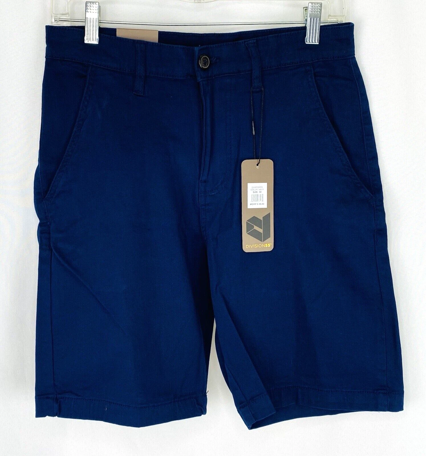 DIVISION55 - Men's Flat Front 9" Chino/Cotton Shorts - Size 30 - Navy/Blue - NWT