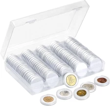 100 Pieces 30Mm Coin Capsules and 5 Sizes (17/19/21.5/25/27/29.5Mm) White Protec
