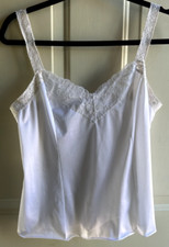 Deena Cami Top Cream Lace Trim Lingerie Sleepwear Adjustable Strap Size 38 USA