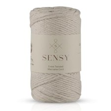 Sensy Premium Macrame Cord 3mm 109 Yards, 100 Cotton, Single Strand Twisted,