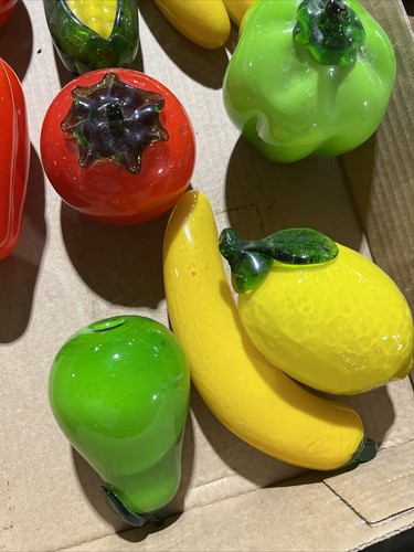 Lot of 10 Vintage Hand Blown Glass Fruit Vegetables Art Glass Decorations - Picture 8 of 8