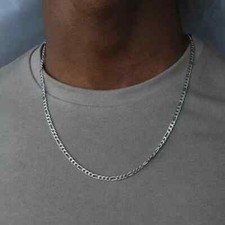 Collar Cadena Figaro 40-75cm Plata 925 4mm Collar Largo Joyería Hip Hop
